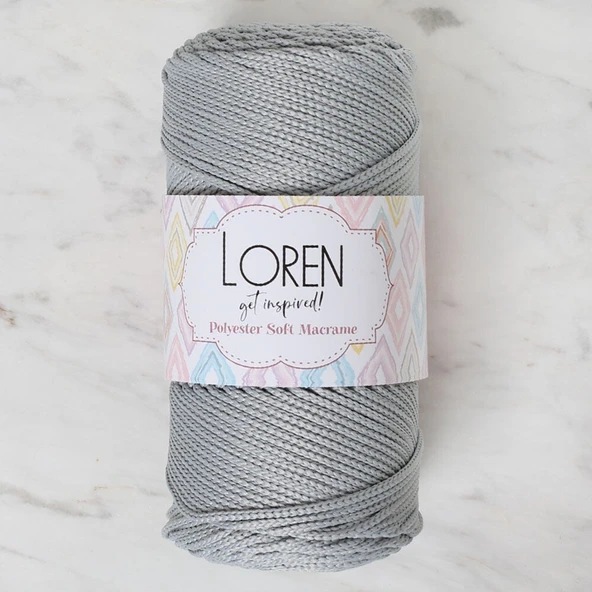 Loren Polyester Soft Macrame Açık Gri El Örgü İpi - LM036 - 34441 ürün görseli