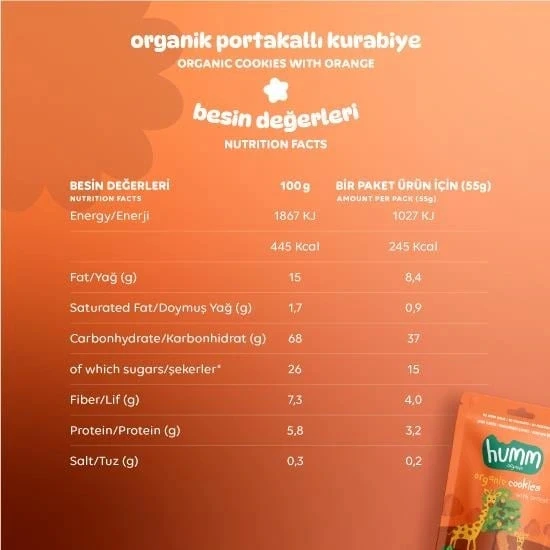 Nessiworld Humm Organik Vegan Portakallı Kurabiye 55 Gr - Resim 3