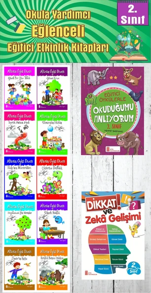 2. Sınıf Okula Yardımcı Eğitici Okuduğumu Anlıyorum - Dikkat ve Zeka Gelişimi - 10 lu Hikaye Seti