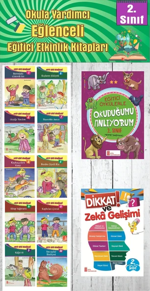 2. Sınıf Okula Yardımcı Eğitici Okuduğumu Anlıyorum - Dikkat ve Zeka Gelişimi - 10 lu Hikaye Seti 2
