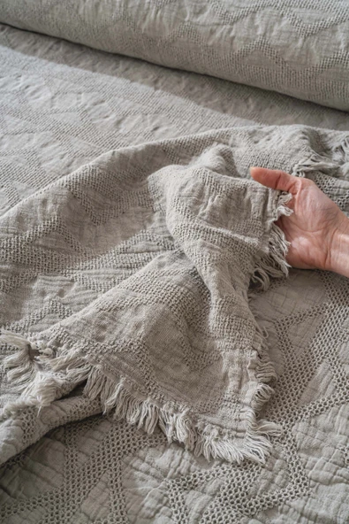 Rivaİstanbul Felix Taş Çift Kişilik Nakışlı 4 Parça Pike & Çeyiz Seti Pamuklu - Resim 6