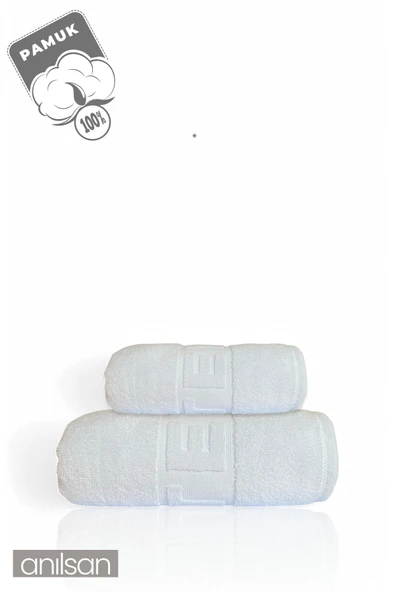 2'li Beyaz Hotel Havlu Seti %100 Pamuk - 1 Adet El Havlusu 50x90 ve 1 Adet Banyo Havlusu 70x140 - 3