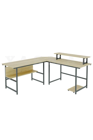 METMOBSAN L Tipi Bilgisayar ve Çalışma masası Ofis Masası (dıştan 180x180 cm Yükseklik 75cm ) - Resim 4