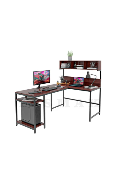 METMOBSAN L tipi Raflı Bilgisayar ve Çalışma Masası 180x120 - Resim 2