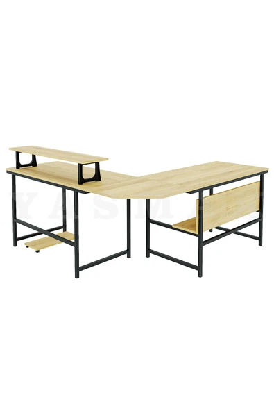 METMOBSAN L Tipi Bilgisayar ve Çalışma masası Ofis Masası (dıştan 180x180 cm Yükseklik 75cm ) - Resim 3