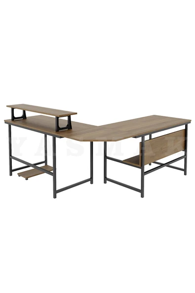 METMOBSAN L Tipi Bilgisayar ve Çalışma masası Ofis Masası (dıştan 180x180 cm Yükseklik 75cm ) - Resim 3