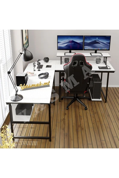 METMOBSAN L Tipi Bilgisayar ve Çalışma masası Ofis Masası (dıştan 180x180 cm Yükseklik 75cm ) - Resim 2