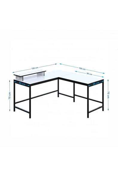 METMOBSAN L tipi Çalışma Bilgisayar Masası - Resim 4