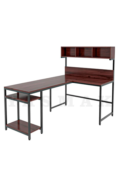 METMOBSAN L tipi Raflı Bilgisayar ve Çalışma Masası 180x120 - Resim 3