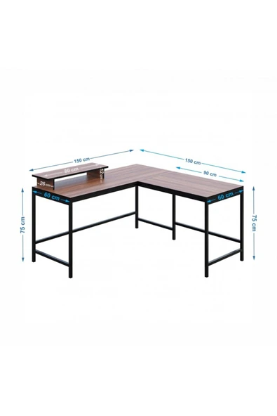 METMOBSAN L tipi Çalışma Bilgisayar Masası - Resim 4