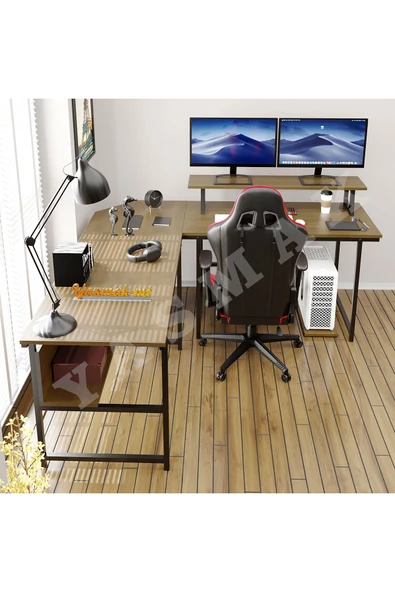 METMOBSAN L Tipi Bilgisayar ve Çalışma masası Ofis Masası (dıştan 180x180 cm Yükseklik 75cm ) - Resim 2