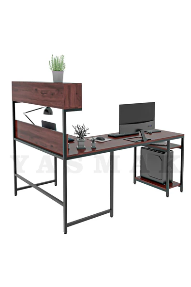 METMOBSAN L tipi Raflı Bilgisayar ve Çalışma Masası 180x120 - Resim 4