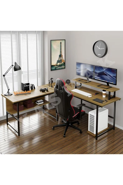 METMOBSAN L Tipi Bilgisayar ve Çalışma masası Ofis Masası (dıştan 180x180 cm Yükseklik 75cm )
