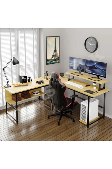 METMOBSAN L Tipi Bilgisayar ve Çalışma masası Ofis Masası (dıştan 180x180 cm Yükseklik 75cm )
