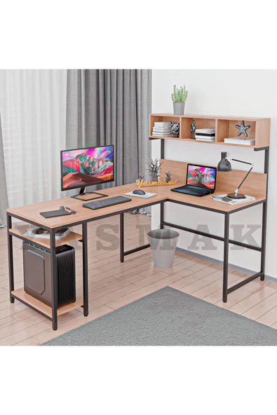 METMOBSAN L tipi Raflı Bilgisayar ve Çalışma Masası 180x120