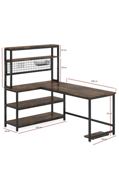 METMOBSAN L tipi Yeni Nesil Oyuncu Çalışma Bilgisayar Masası - Resim 4