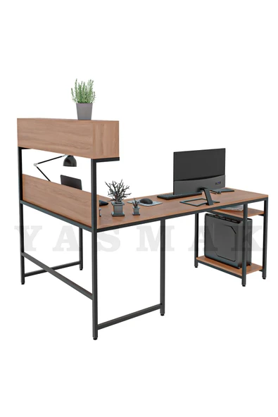METMOBSAN L tipi Raflı Bilgisayar ve Çalışma Masası 180x120 - Resim 4