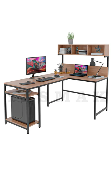 METMOBSAN L tipi Raflı Bilgisayar ve Çalışma Masası 180x120 - Resim 2