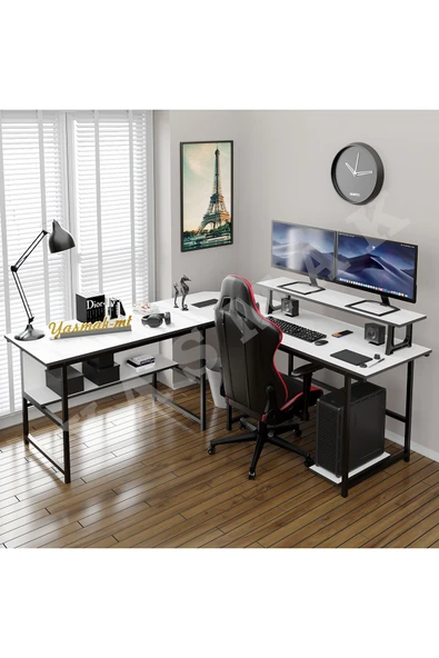 METMOBSAN L Tipi Bilgisayar ve Çalışma masası Ofis Masası (dıştan 180x180 cm Yükseklik 75cm )