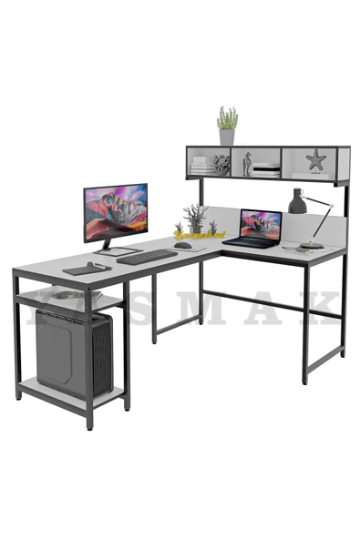 METMOBSAN L tipi Raflı Bilgisayar ve Çalışma Masası 180x120 - Resim 2