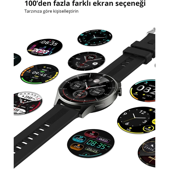 Aukey SW-2P-GY Akıllı Saat 3.7cm LCD Bluetooth Çağrı Sağlık Gözetimi Spor Bildirimleri IP67 Gri - 3