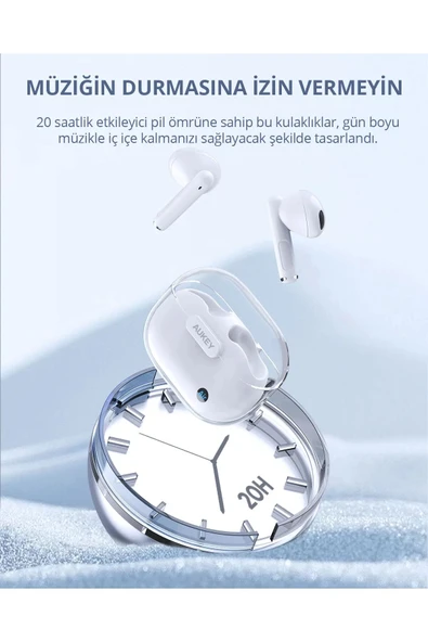 Aukey EP-M2-WH 13mm Sürücülü Bluetooth 5.3 IPX4 Kablosuz Kulaklık - 2