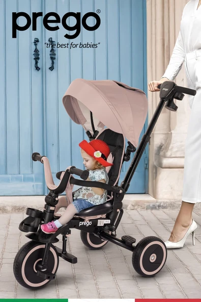 PREGO Happy Dino Plus 360° Dönebilen Koltuklu Tamamen Katlanabilir Çocuk Bisikleti BEJ - 8