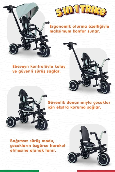 PREGO Happy Dino Plus 360° Dönebilen Koltuklu Tamamen Katlanabilir Çocuk Bisikleti YEŞİL - 5