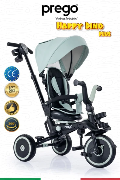 PREGO Happy Dino Plus 360° Dönebilen Koltuklu Tamamen Katlanabilir Çocuk Bisikleti YEŞİL