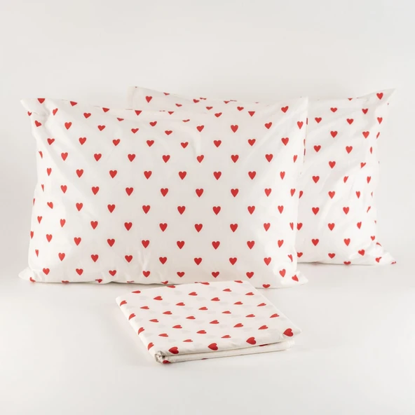 Soley | Mix & Match | Hearts | %100 Pamuk Çift Kişilik Çarşaf Seti - 5