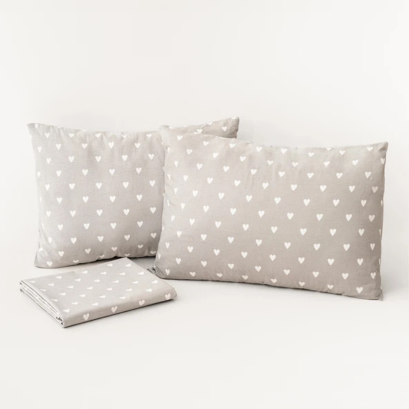 Soley | Mix & Match | Hearts | %100 Pamuk Çift Kişilik Çarşaf Seti - 3