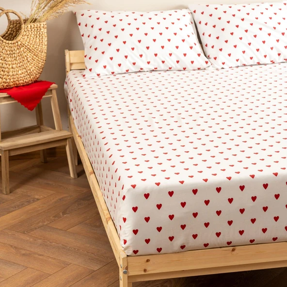 Soley | Mix & Match | Hearts | %100 Pamuk Çift Kişilik Çarşaf Seti - 4