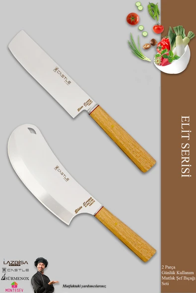 Elit Serisi Mutfak Bıçak Seti Et Ekmek Sebze Salata Pizza Börek Şef Bıçak Seti 2 Li Set (MFT-6830) - 1