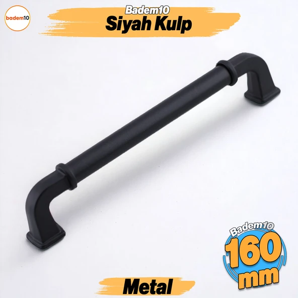 Alfa Metal Mat Siyah Kulp 160 mm 16 cm Mobilya Çekmece Mutfak Dolabı Dolap Kapak Kulp Kulb Kulpu