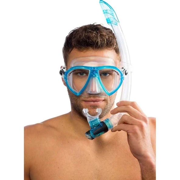 Cressi Ocean-Gamma Yetişkin Maske Şnorkel Seti Şeffaf-Açık Mavi