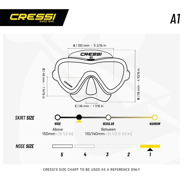 Cressi A1 Yetişkin Dalış Maskesi Siyah-Grafit - 2