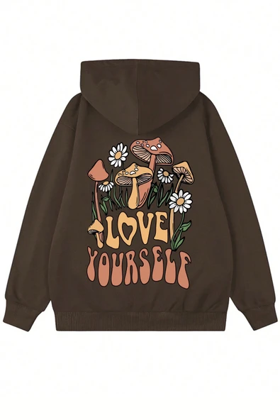 Unisex Oversize Love Yourself Baskılı Sweatshirt - Resim 2