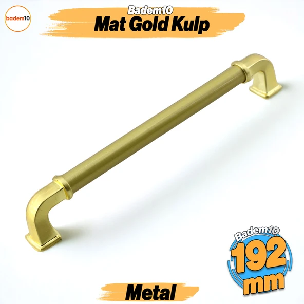 Alfa Metal Mat Gold Altın Kulp 192 mm Mobilya Çekmece Mutfak Dolabı Dolap Kapak Kulpları Kulb Kulpu