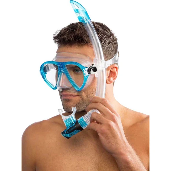 Cressi Ocean-Gamma Yetişkin Maske Şnorkel Seti Şeffaf-Açık Mavi - 4