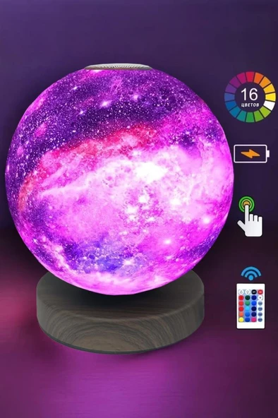 Quenlite QC-426 Led AY Gece Lambası Işık 3D Galaksi Dolunay Görünüm 15 cm Çap - 2