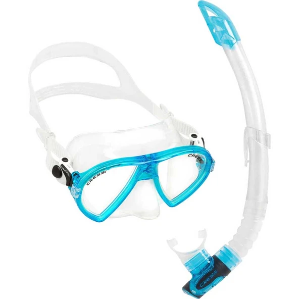Cressi Ocean-Gamma Yetişkin Maske Şnorkel Seti Şeffaf-Açık Mavi - 2