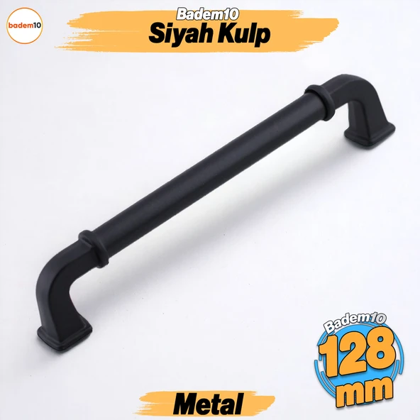 Alfa Metal Mat Siyah Kulp 128 mm 12.8 cm Mobilya Çekmece Mutfak Dolabı Dolap Kapak Kulp Kulb Kulpu
