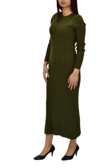 Kadın Triko Fitilli  Vücuda Oturan Uzun Kollu Elbise BGL-ST04210 - Resim 2