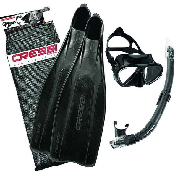 Cressi Pro Star Siyah Palet Maske Şnorkel Seti NO:41-42 - 3