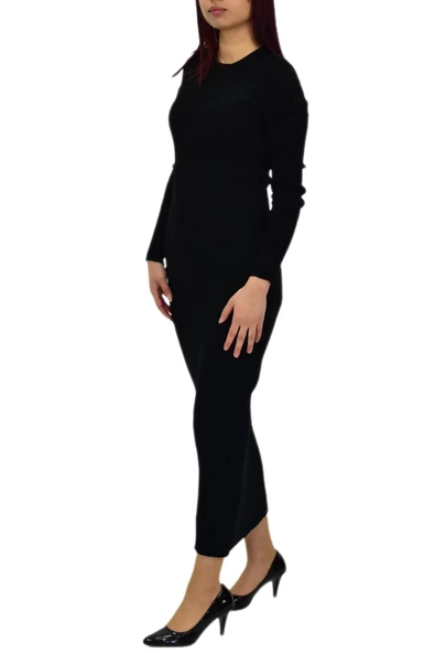 Kadın Triko Fitilli  Vücuda Oturan Uzun Kollu Elbise BGL-ST04210 - Resim 4