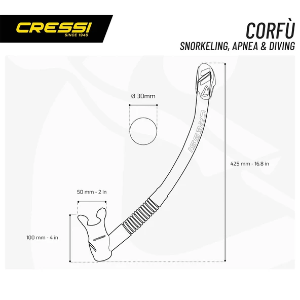 Cressi Corfu Yetişkin Şnorkel Gümüş - 3