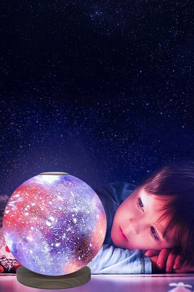 Quenlite QC-426 Led AY Gece Lambası Işık 3D Galaksi Dolunay Görünüm 15 cm Çap - 3