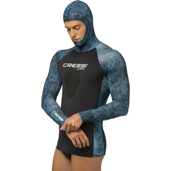 Cressi Cobia Mavi Kamuflaj Rashguard Tişört Small