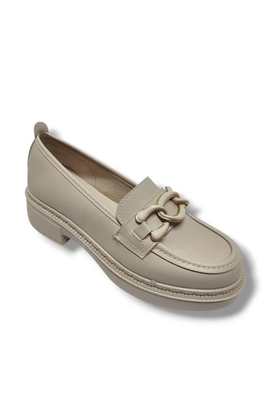 Şanzelize 185-25 Deri Anatomik Zincir Tokalı Casual Kadın Ayakkabı