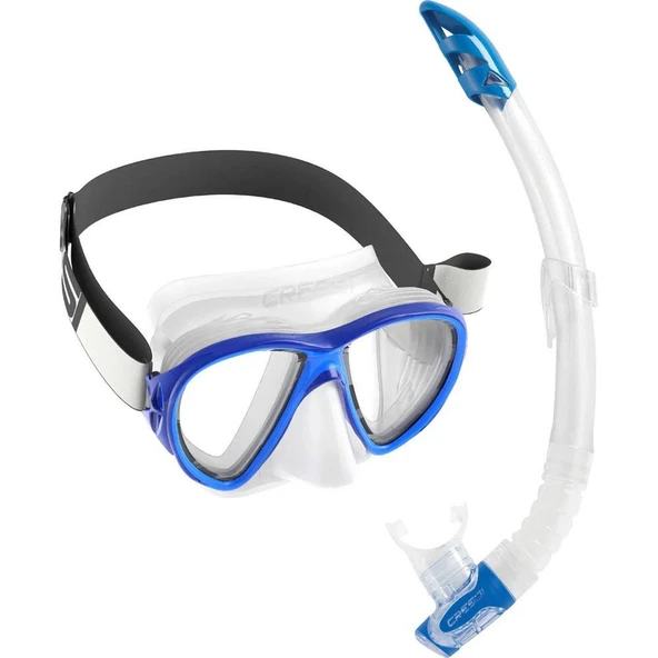 Cressi Fiji-Gamma Yetişkin Maske Şnorkel Seti Şeffaf-Koyu Mavi - 1